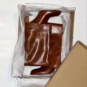 Chestnut Leather Knee High Boots  6